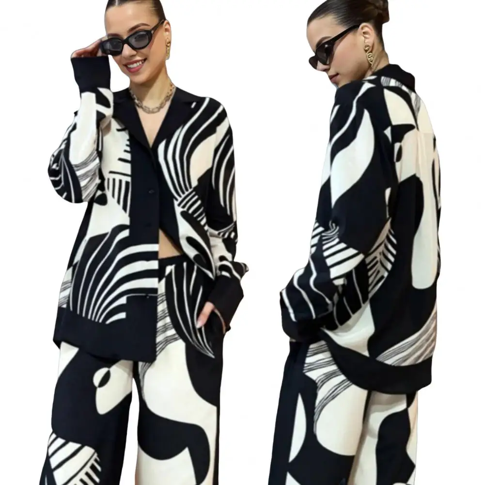Lady Daily Wear Outfit Colorblock Print Women's Shirt Pants Set with Wide Leg Trousers Casual Daily Wear Outfit for Women
Lady Daily Wear Outfit Colorblock Print Women's Shirt Pants Set with Wide Leg Trousers Casual Daily Wear Outfit for Women