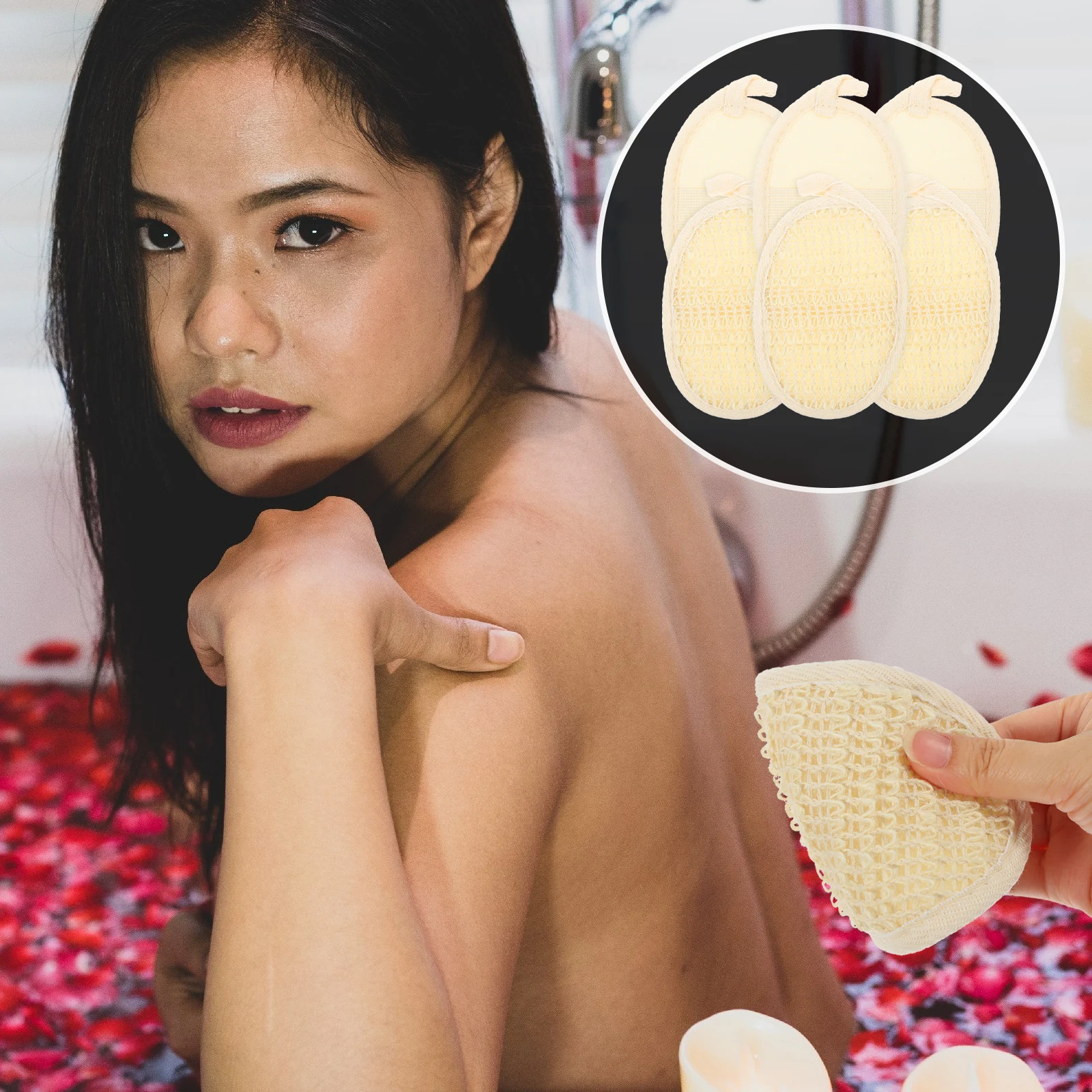 6pcs Exfoliating Loofah Sponge Pads Body Scrubbers For Skin Cleansing Makeup Removing Bath Shower Use Loofah Pads With Lanyard 
6pcs Exfoliating Loofah Sponge Pads Body Scrubbers For Skin Cleansing Makeup Removing Bath Shower Use Loofah Pads With Lanyard