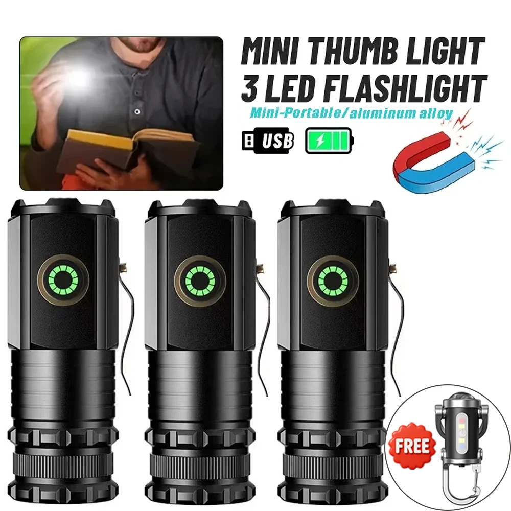 High Power LED Flashlight USB Rechargeable MINI EDC Torch SST20 Powerful Keychain Light with Magnet Emergency Camping Lantern
High Power LED Flashlight USB Rechargeable MINI EDC Torch SST20 Powerful Keychain Light with Magnet Emergency Camping Lantern