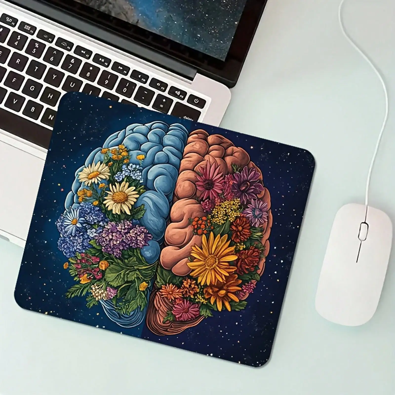 1pc Floral Printed Brain Design Square Mouse Pad, Non-Slip Rubber Base Office Table Mat, Portable Home Computer Mat, Comfortable Texture Cartoon Thick Durable Rubber Pad, Suitable For Gamers, Office, Study, Ideal Gift, Study Space Enhancer| Decorative Tab
1pc Floral Printed Brain Design Square Mouse Pad, Non-Slip Rubber Base Office Table Mat, Portable Home Computer Mat, Comfortable Texture Cartoon Thick Durable Rubber Pad, Suitable For Gamers, Office, Study, Ideal Gift, Study Space Enhancer| Decorative Tab
