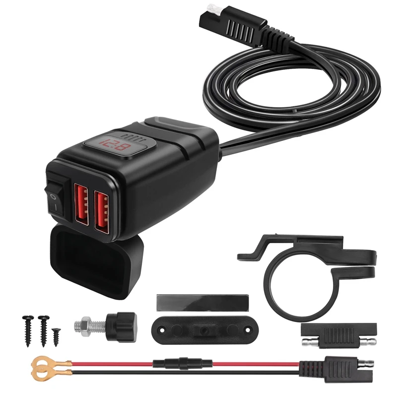 Dual USB 12V Waterproof Motorcycle Handlebar Charger Quick Charger 3.0 With Voltmeter USB Motorcycle Charger Adapter
Dual USB 12V Waterproof Motorcycle Handlebar Charger Quick Charger 3.0 With Voltmeter USB Motorcycle Charger Adapter
