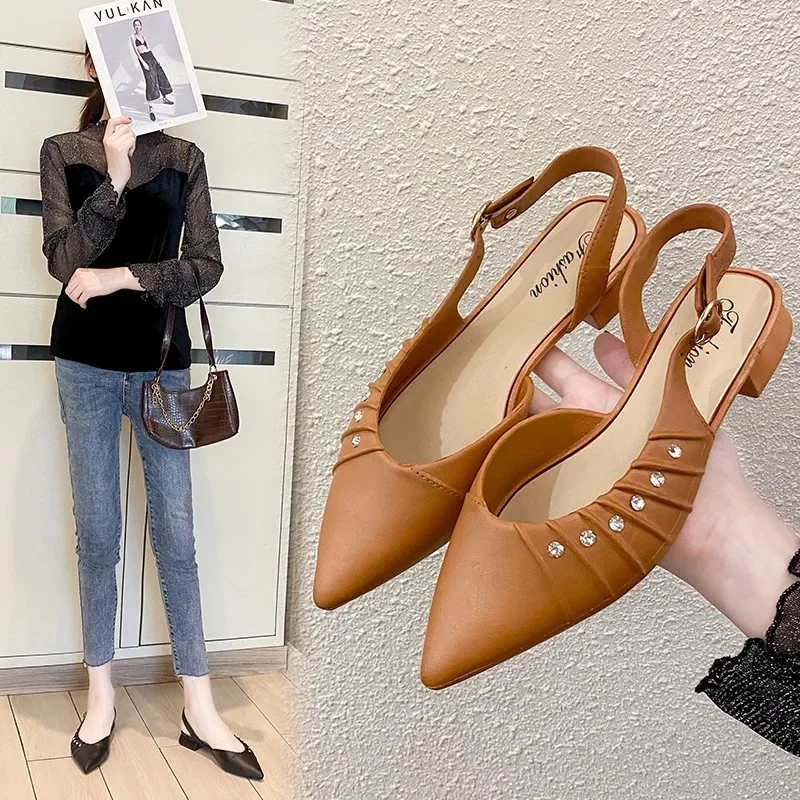 Summer Sandals Korean Style Fashionable Casual Elegant Sandals With Thick Heels And Pointed Toe sapato feminino zapatos de cuero
Summer Sandals Korean Style Fashionable Casual Elegant Sandals With Thick Heels And Pointed Toe sapato feminino zapatos de cuero