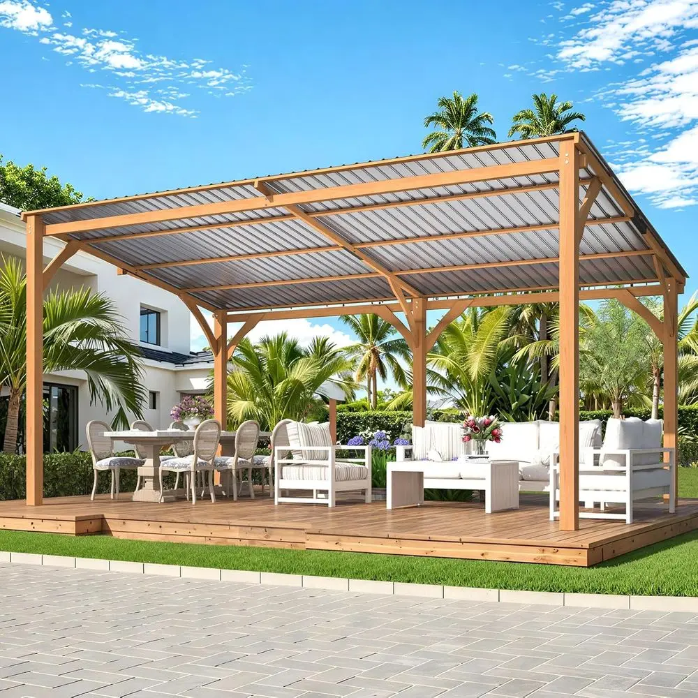 16' x 10' Outdoor Wood Gazebo or Patio, Outdoor Lean to Hardtop 10x16 ergolas and Gazebos Clearance, Wall Mounted Wooden Gazebo
16' x 10' Outdoor Wood Gazebo or Patio, Outdoor Lean to Hardtop 10x16 ergolas and Gazebos Clearance, Wall Mounted Wooden Gazebo