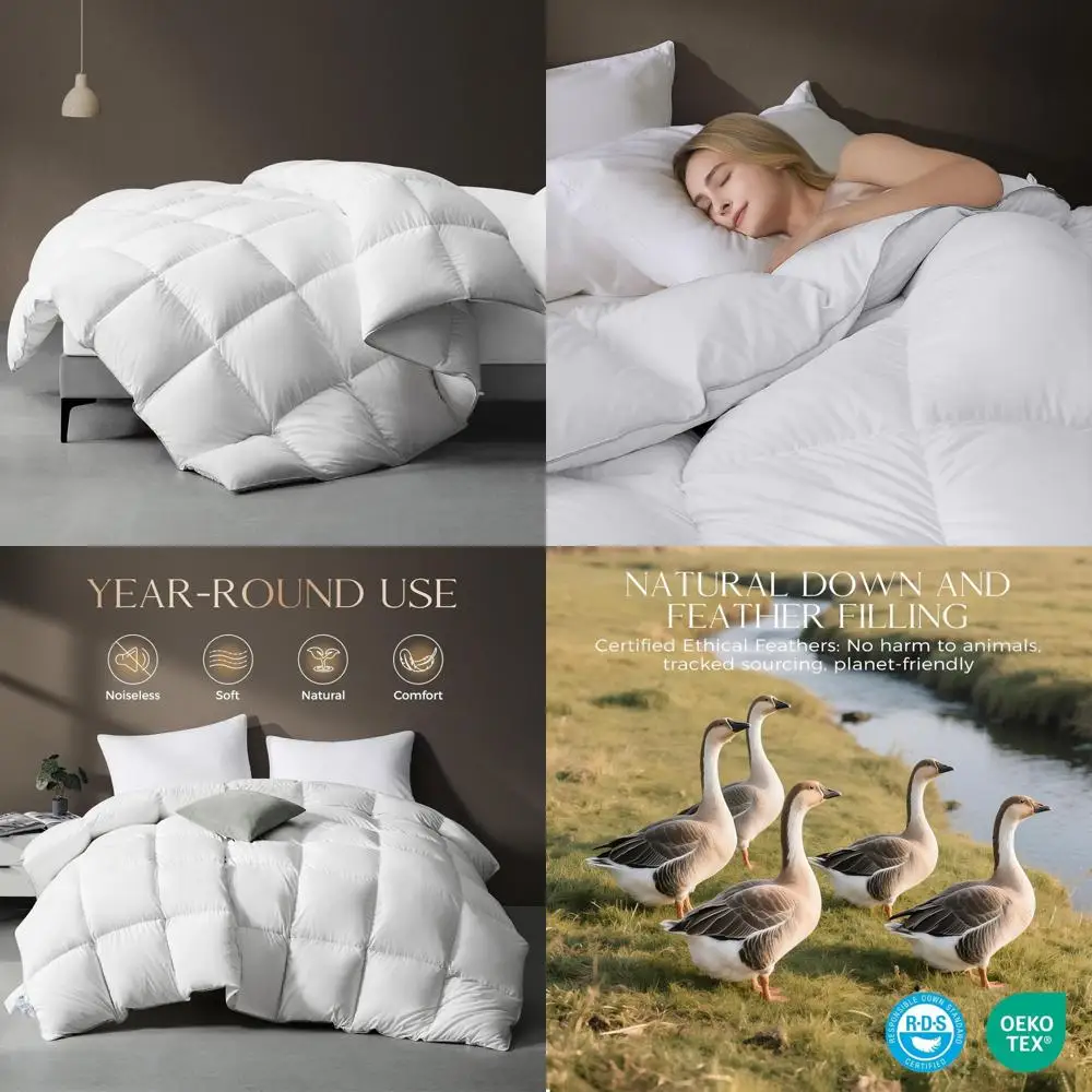 Queen Size Goose Feather Down Comforter, All-Season Fluffy Duvet Insert, Luxury White 3D Box Stitched
Queen Size Goose Feather Down Comforter, All-Season Fluffy Duvet Insert, Luxury White 3D Box Stitched