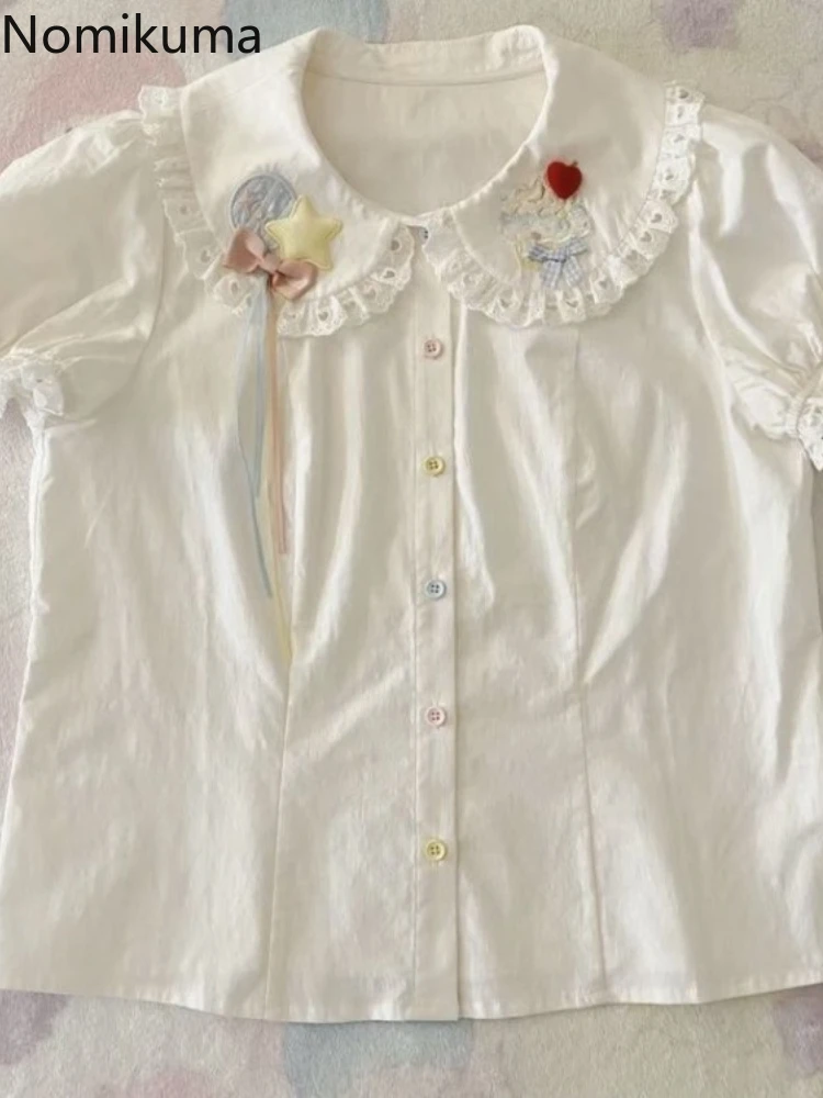 Cute Blouses for Women Star Embroidery Bow Summer Shirts 2025 Blusas Mujer De Moda Lace Peter Pan Collar Puff Sleeve Tops Female
Cute Blouses for Women Star Embroidery Bow Summer Shirts 2025 Blusas Mujer De Moda Lace Peter Pan Collar Puff Sleeve Tops Female