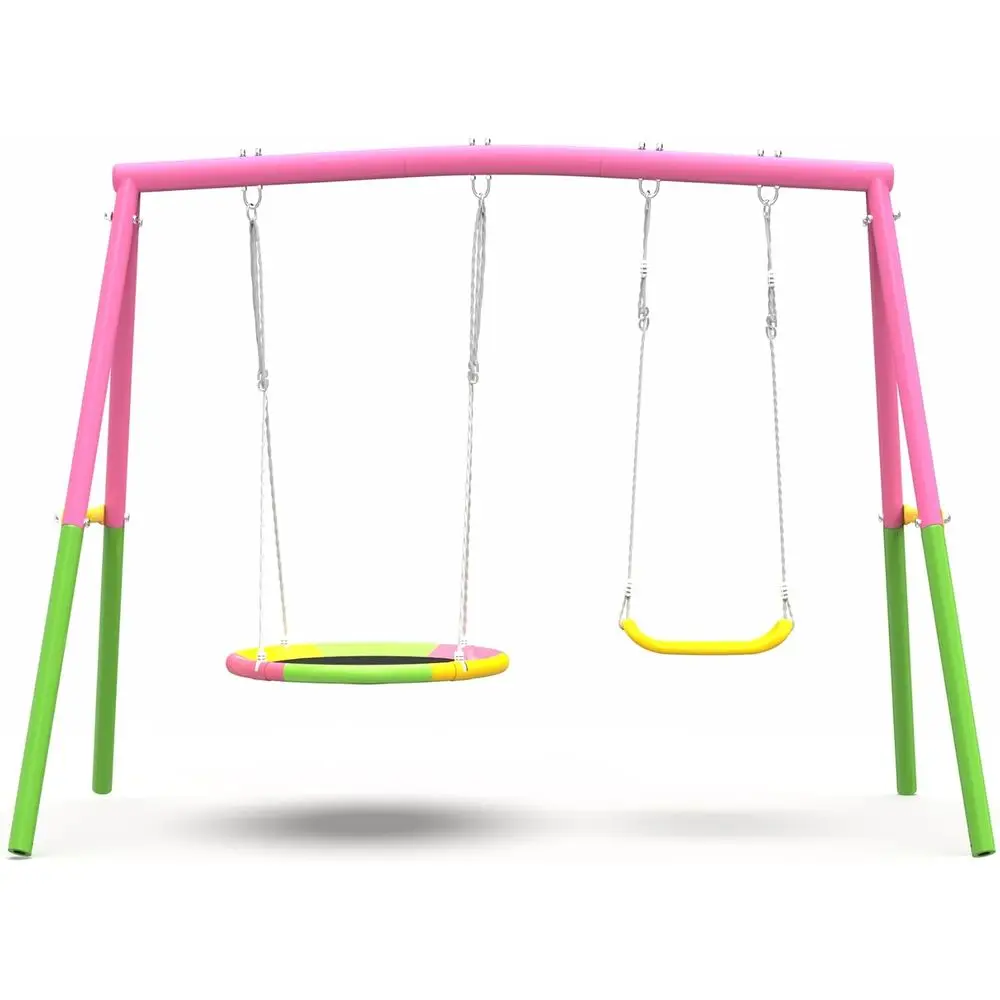 Heavy-Duty Outdoor Swing Set with Metal Stand, Including 32 Saucer and 26.2 Belt Seat for Backyard Play
Heavy-Duty Outdoor Swing Set with Metal Stand, Including 32 Saucer and 26.2 Belt Seat for Backyard Play