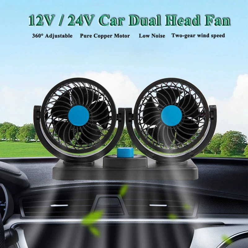 12V 24V Car Fan Dual Head Cooling Fans 360° Adjustable Automobile Air Fan Pure copper motor Low Noise Vehicle Fan
12V 24V Car Fan Dual Head Cooling Fans 360° Adjustable Automobile Air Fan Pure copper motor Low Noise Vehicle Fan