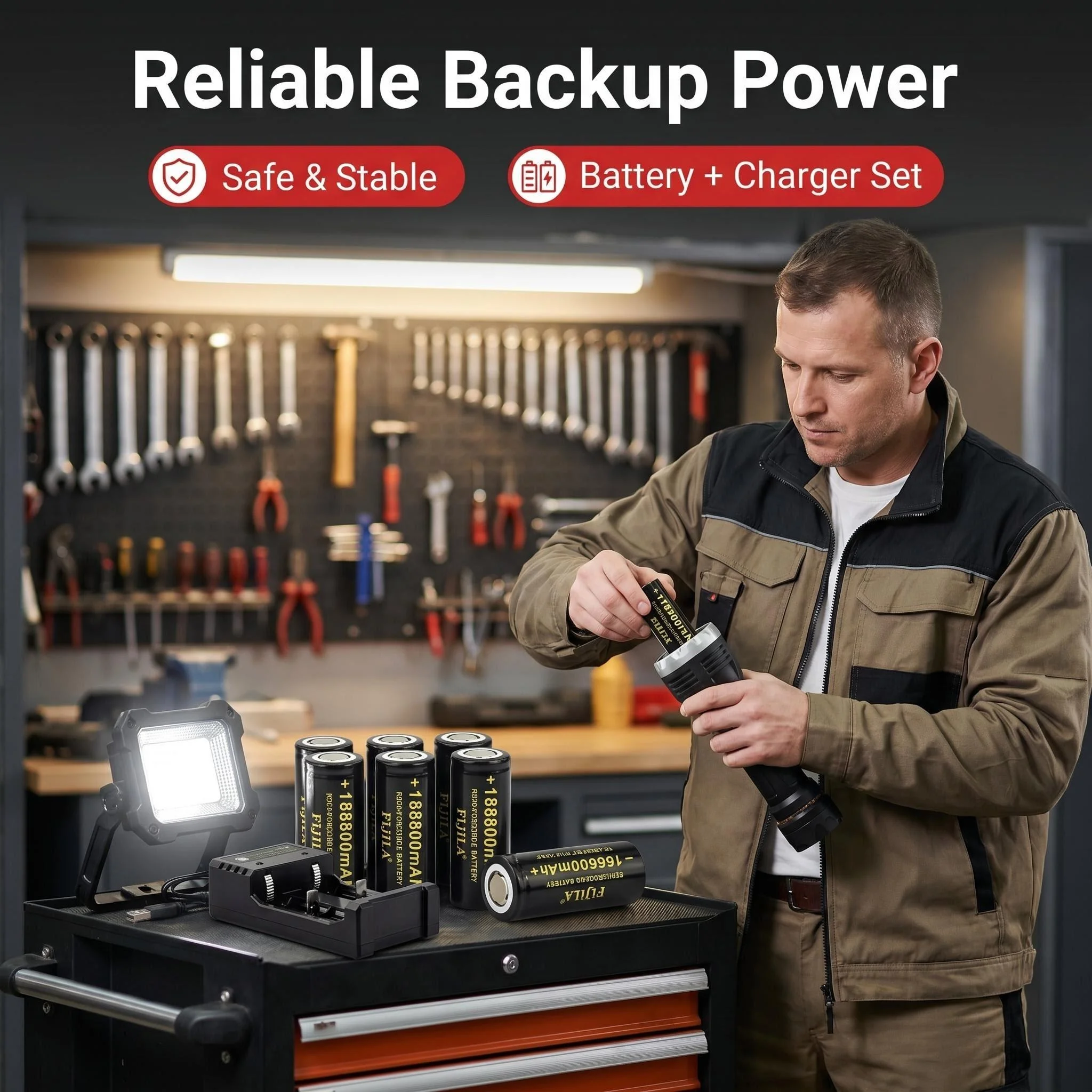 High Capacity 26650 3.7V 18800mAh Rechargeable Battery with USB Charger for LED Flashlight Toys Tools
High Capacity 26650 3.7V 18800mAh Rechargeable Battery with USB Charger for LED Flashlight Toys Tools