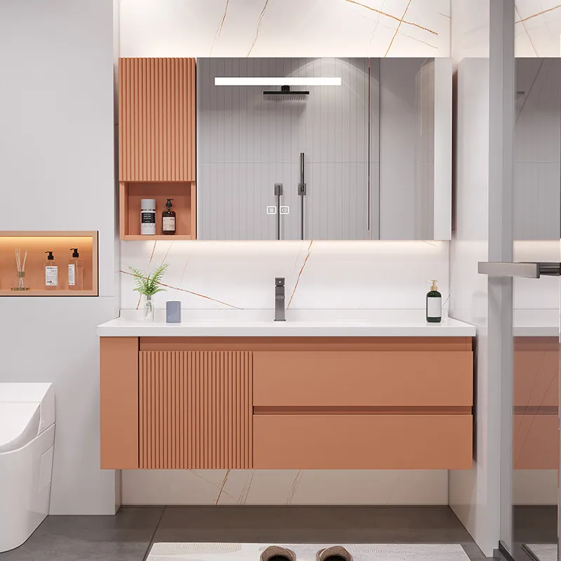 Ceramic integrated basin bathroom cabinet Oak wash basin cabinet combined bathroom furniture
Ceramic integrated basin bathroom cabinet Oak wash basin cabinet combined bathroom furniture
