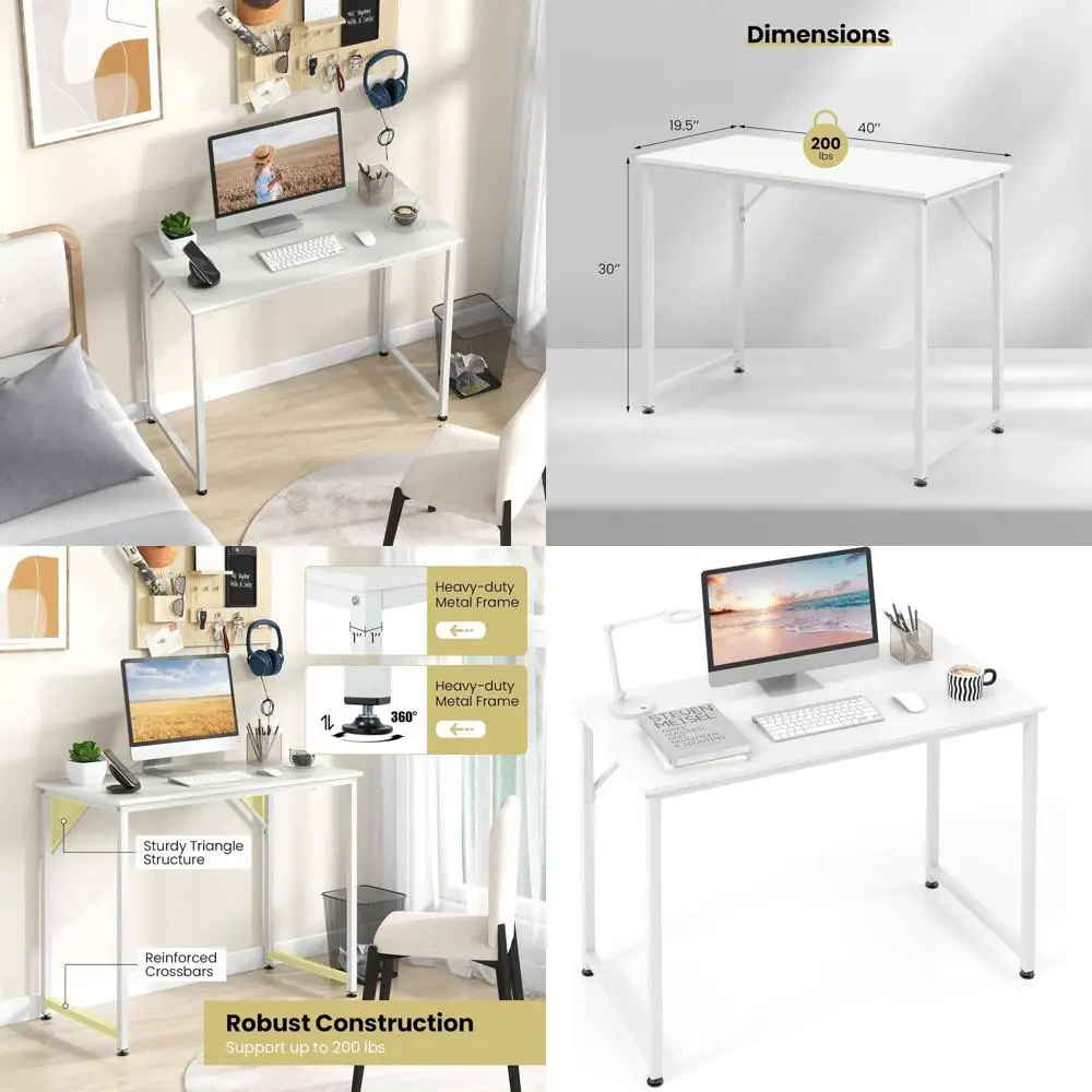 40 White Home Office Desk: Sturdy Metal Frame, Modern Gaming & PC Workstation, Compact Desk for Small Spaces
40 White Home Office Desk: Sturdy Metal Frame, Modern Gaming & PC Workstation, Compact Desk for Small Spaces