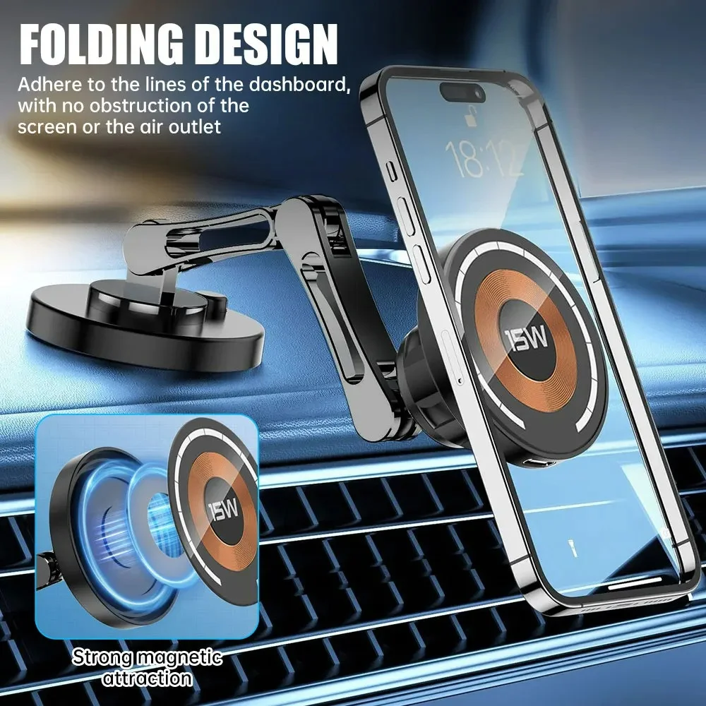 15W Fast Charging Magnetic Wireless Car Charger Station Foldable Car Dashboard Phone Metal Holder For iPhone 15 14 13 12 Pro Max
15W Fast Charging Magnetic Wireless Car Charger Station Foldable Car Dashboard Phone Metal Holder For iPhone 15 14 13 12 Pro Max