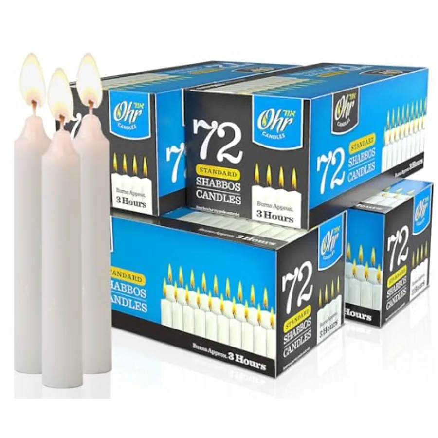 Shabbat Candles, Traditional Shabbos Candles, 3 Hour, 72 Count Pack of 4,Bulk
Shabbat Candles, Traditional Shabbos Candles, 3 Hour, 72 Count Pack of 4,Bulk