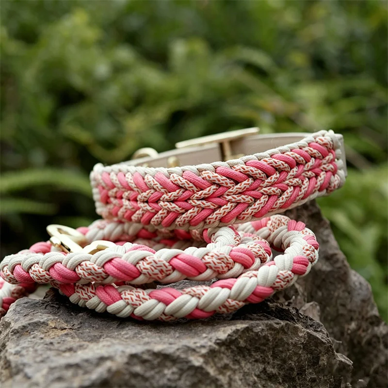 Hand-Woven Dog Collar and Leash Set Adjustable PU Leather Pet Collar Strong Climbing Rope Dog Lead for Small Medium Large Dogs
Hand-Woven Dog Collar and Leash Set Adjustable PU Leather Pet Collar Strong Climbing Rope Dog Lead for Small Medium Large Dogs