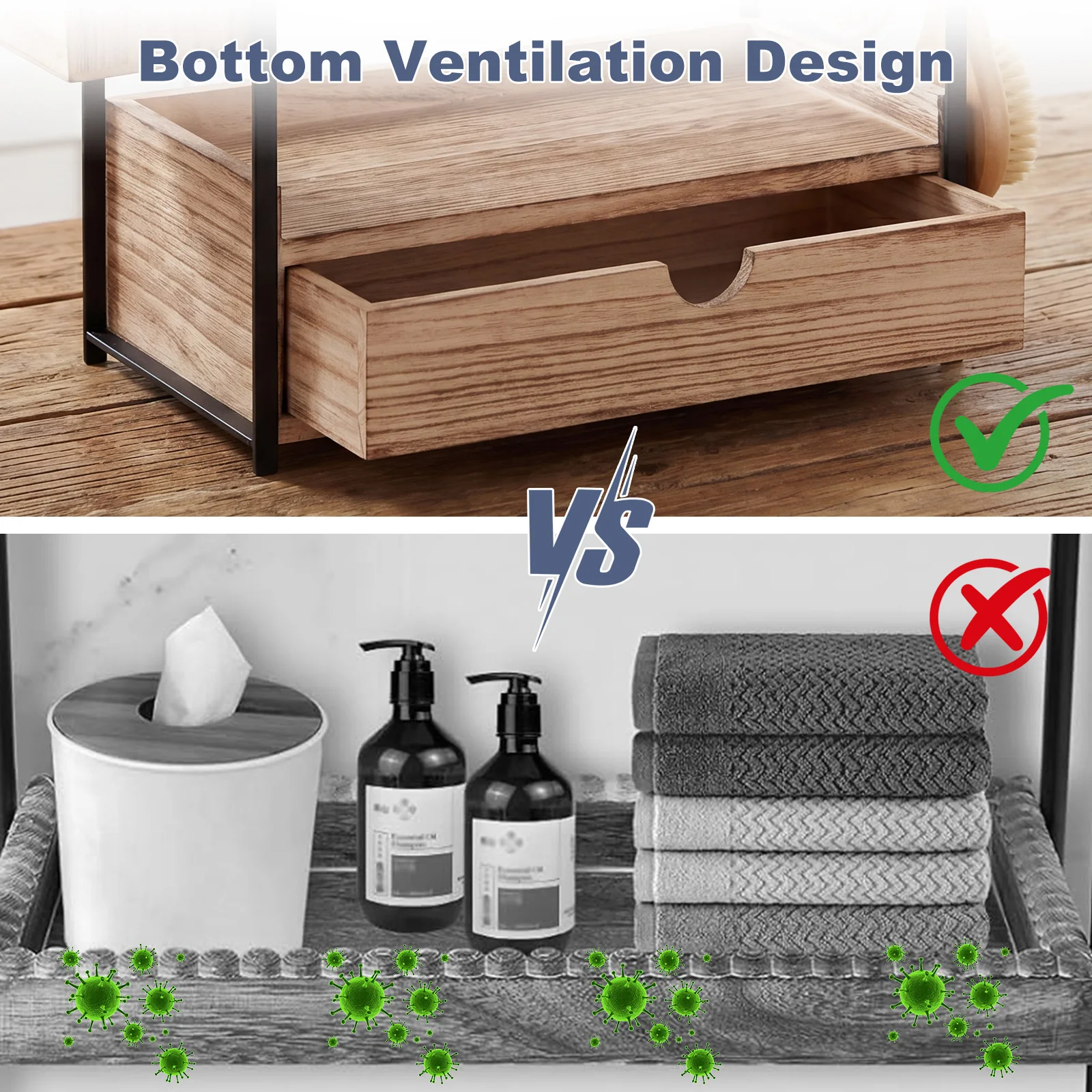 Paulownia Wood 2-Tier Bathroom Counter Organizer with Side Bins Wooden Sink Cabinet Storage Rack for Kitchen & Bathroom
Paulownia Wood 2-Tier Bathroom Counter Organizer with Side Bins Wooden Sink Cabinet Storage Rack for Kitchen & Bathroom
