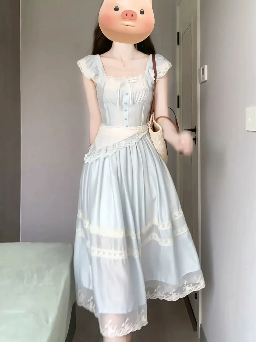Summer Beautiful Long Blue Dress Women's Gentle Style Sweet Princess Skirt Initial Love Waist Cinching Long Dress
Summer Beautiful Long Blue Dress Women's Gentle Style Sweet Princess Skirt Initial Love Waist Cinching Long Dress