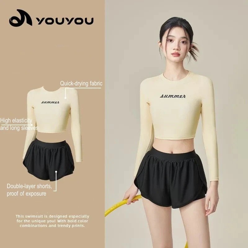 Women 2Pcs Long Sleeve WaterProof Beach Surfing Athletic Swim Shirt Trunks UV Protection Quick-Dry Sport Bathing Swim Rash Guard
Women 2Pcs Long Sleeve WaterProof Beach Surfing Athletic Swim Shirt Trunks UV Protection Quick-Dry Sport Bathing Swim Rash Guard