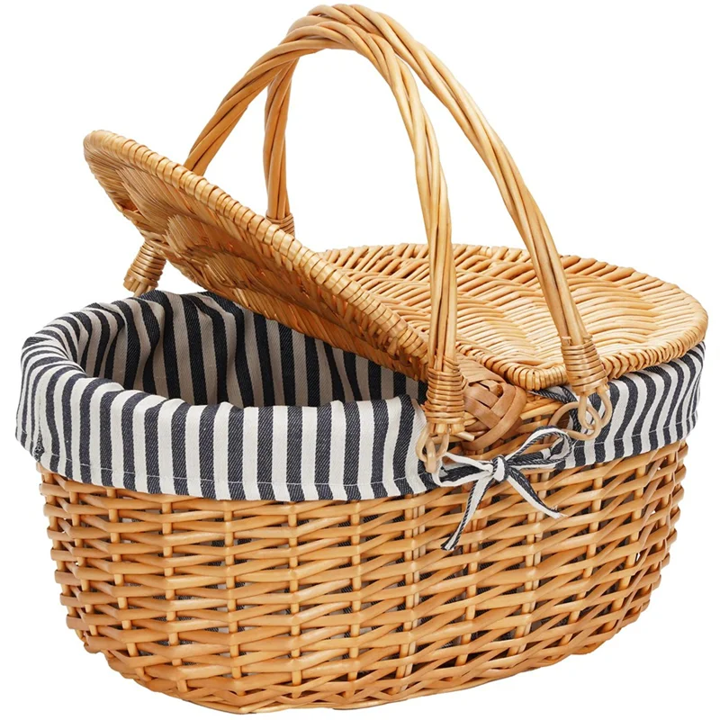 J1UL1N Wicker Picnic Basket With Lid,Wicker Basket With Handle And Liner, Handmade Shopping Basket,Braided Wicker Picnic Basket
J1UL1N Wicker Picnic Basket With Lid,Wicker Basket With Handle And Liner, Handmade Shopping Basket,Braided Wicker Picnic Basket