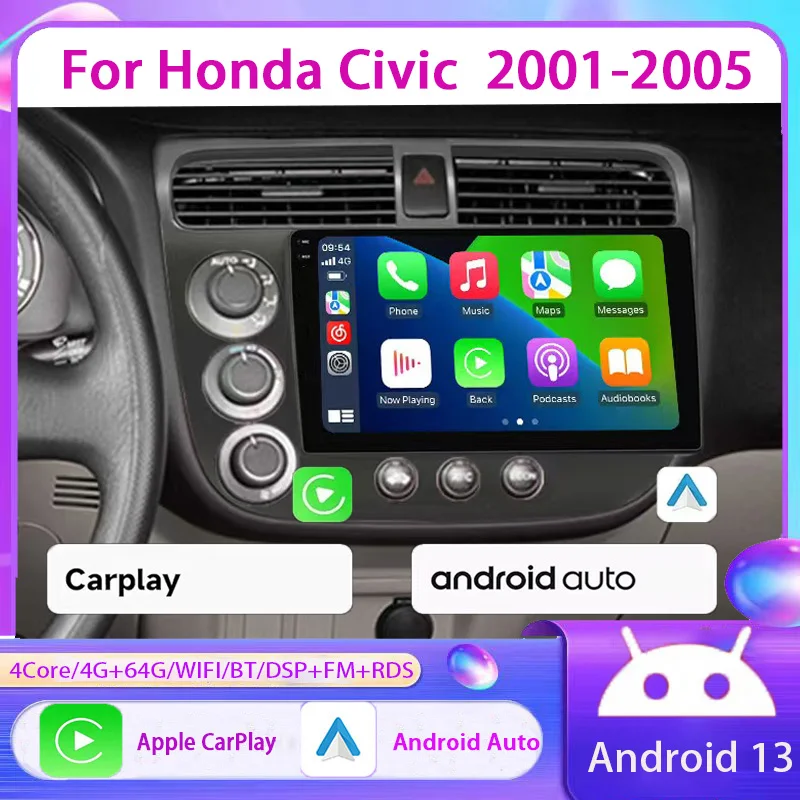 9" 4+64GB For Honda Civic 2001-2005 Car Stereo Radio Wireless Carplay Android Auto Head Unit FM AM
9" 4+64GB For Honda Civic 2001-2005 Car Stereo Radio Wireless Carplay Android Auto Head Unit FM AM