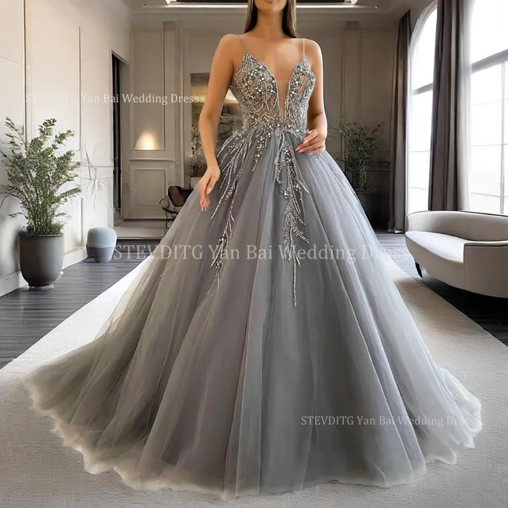 Glistening Beaded Prom Dresses for Women Chic V-Neck Sleeveless Lace Appliques Tulle Ball Gown Cocktail Evening Party Robes
Glistening Beaded Prom Dresses for Women Chic V-Neck Sleeveless Lace Appliques Tulle Ball Gown Cocktail Evening Party Robes
