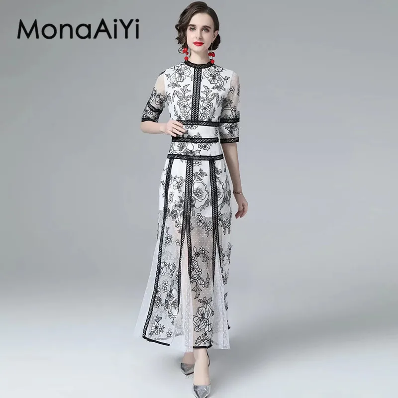 Модное дизайнерское женское винтажное платье MonaAiYi, Летние Элегантные сетчатые платья с короткими рукавами и вышивкой
Модное дизайнерское женское винтажное платье MonaAiYi, Летние Элегантные сетчатые платья с короткими рукавами и вышивкой
