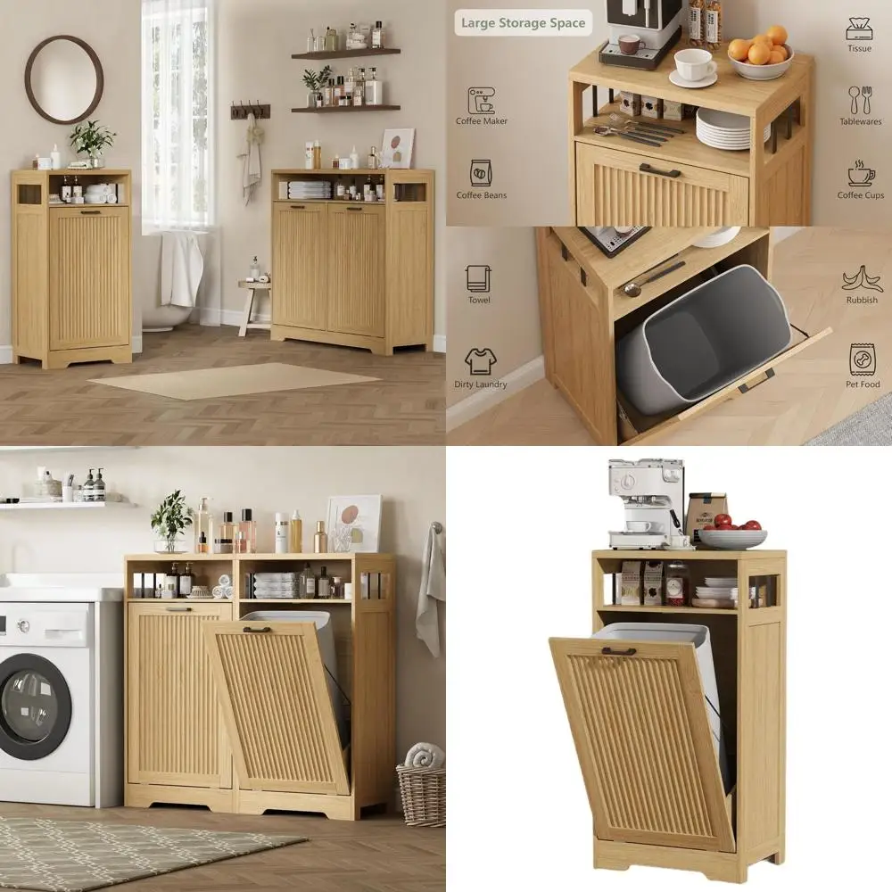 13 Gallon Natural Oak Wood Trash Bin Cabinet with Open Storage for Kitchen, Living Room, Bathroom, and Laundry Room
13 Gallon Natural Oak Wood Trash Bin Cabinet with Open Storage for Kitchen, Living Room, Bathroom, and Laundry Room