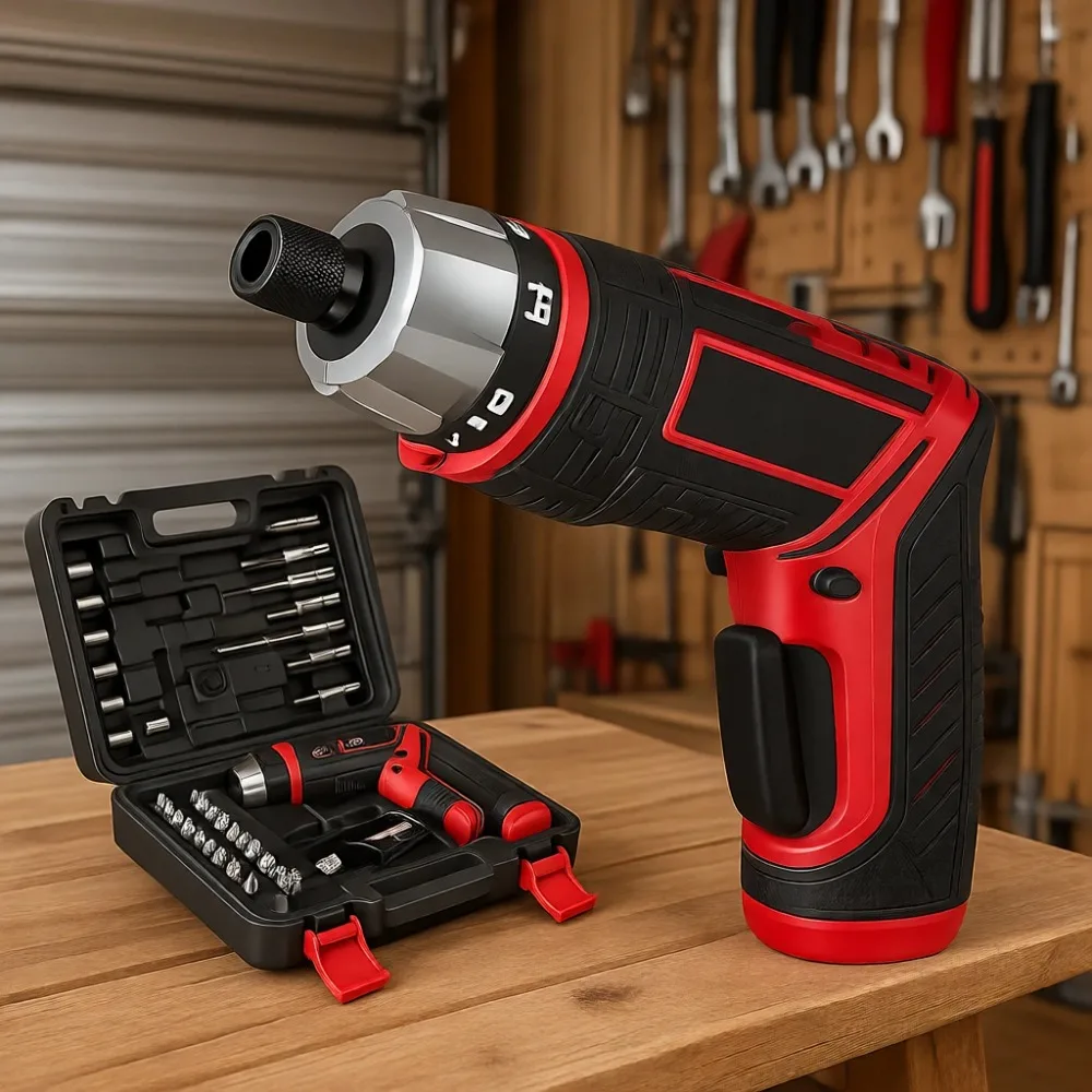 Аккумуляторный шуруповерт 4В с 44 насадками, 5 Нм, 5 настроек крутящего момента, 2 положения рукоятки, LED-подсветка
Аккумуляторный шуруповерт 4В с 44 насадками, 5 Нм, 5 настроек крутящего момента, 2 положения рукоятки, LED-подсветка