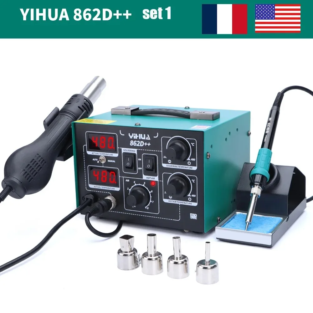 YIHUA 862D + 750W паяльная станция горячего воздуха паяльник профессиональное сварочное оборудование ремонт чипов печатной платы
YIHUA 862D + 750W паяльная станция горячего воздуха паяльник профессиональное сварочное оборудование ремонт чипов печатной платы