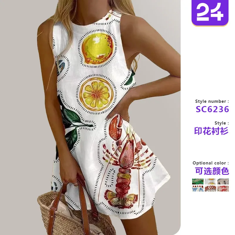 Fashion Beach Style Color Print Mini Dresses Women O Neck Loose Sleeveless Short Dress Casual Holiday Clothing Female Vestidos
Fashion Beach Style Color Print Mini Dresses Women O Neck Loose Sleeveless Short Dress Casual Holiday Clothing Female Vestidos
