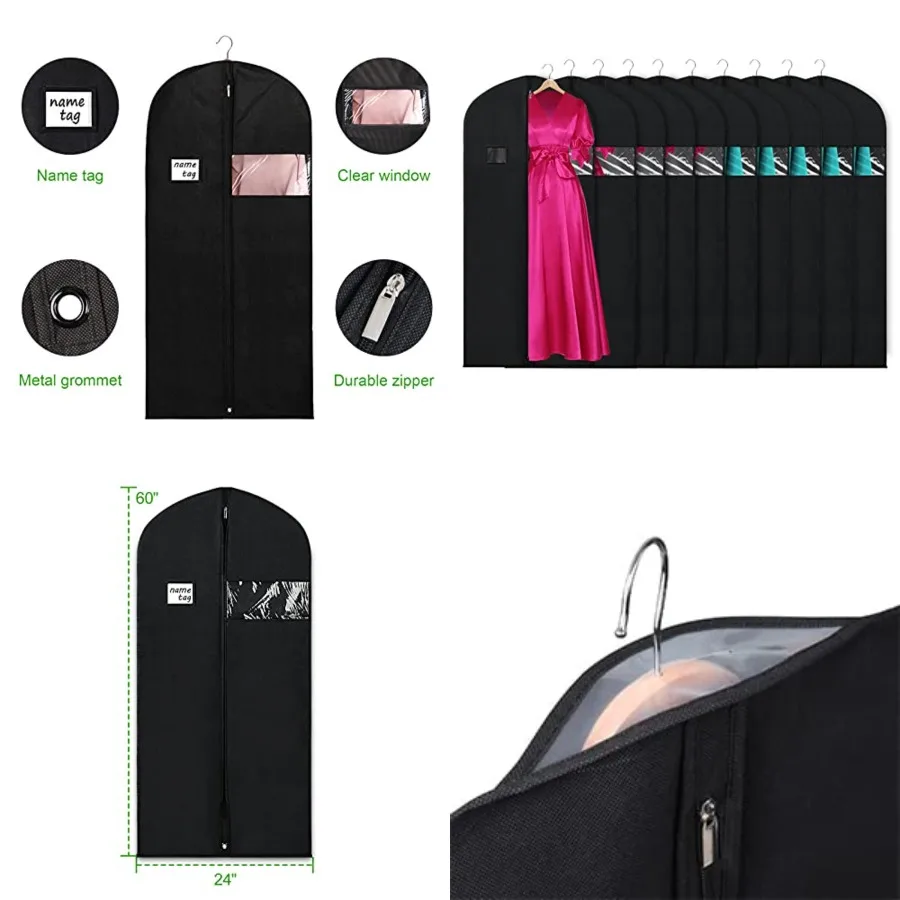 Garment Bags for Hanging Clothes 60 Set of 10 Dress Bags for Gowns Long Dress Bags for Closet Storage with Zipper and Eye-Hole
Garment Bags for Hanging Clothes 60 Set of 10 Dress Bags for Gowns Long Dress Bags for Closet Storage with Zipper and Eye-Hole