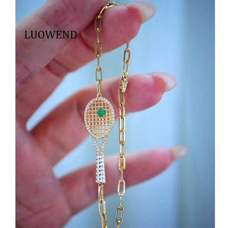 LUOWEND 100% 18K Yellow Gold Bracelet Fashion Tennis Racket Shape Shiny Diamond Natural Emerald Bracelet for Women Fine Jewelry
LUOWEND 100% 18K Yellow Gold Bracelet Fashion Tennis Racket Shape Shiny Diamond Natural Emerald Bracelet for Women Fine Jewelry