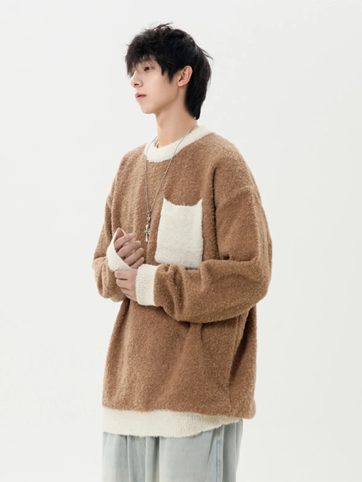 Loose Casual Thiened f High Collar Men's Sweater Autumn Winter Knitted Loose Lazy Sle Top Color Blo Faion Streetwear
Loose Casual Thiened f High Collar Men's Sweater Autumn Winter Knitted Loose Lazy Sle Top Color Blo Faion Streetwear