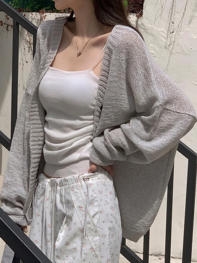 Korean Style Loose Knitted Thin Outerwear Women's Fashionable Long Sleeve Sun Protection Knitted Open Cardigan Versatile Top
Korean Style Loose Knitted Thin Outerwear Women's Fashionable Long Sleeve Sun Protection Knitted Open Cardigan Versatile Top