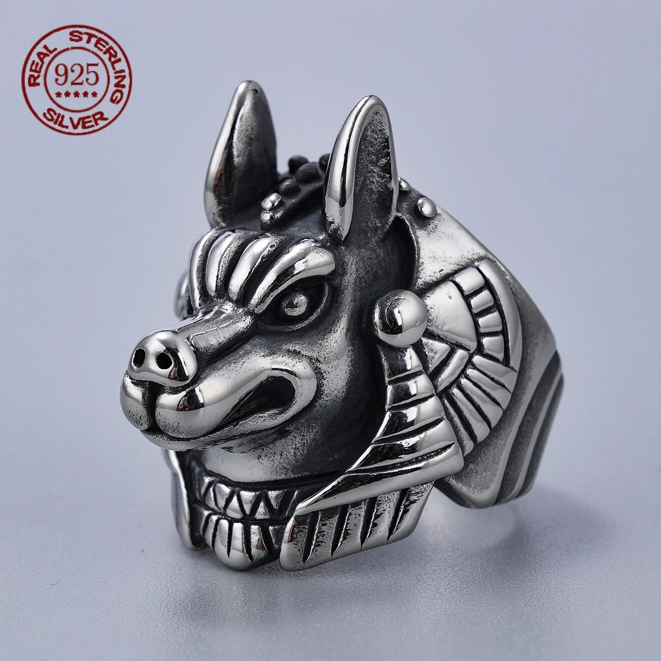 Vintage Dog's Head Pig Snout Ring Men S925 Sterling Silver Wolf Head Biker Rings Male Fashion Egypt Mythology Jewelry
Vintage Dog's Head Pig Snout Ring Men S925 Sterling Silver Wolf Head Biker Rings Male Fashion Egypt Mythology Jewelry