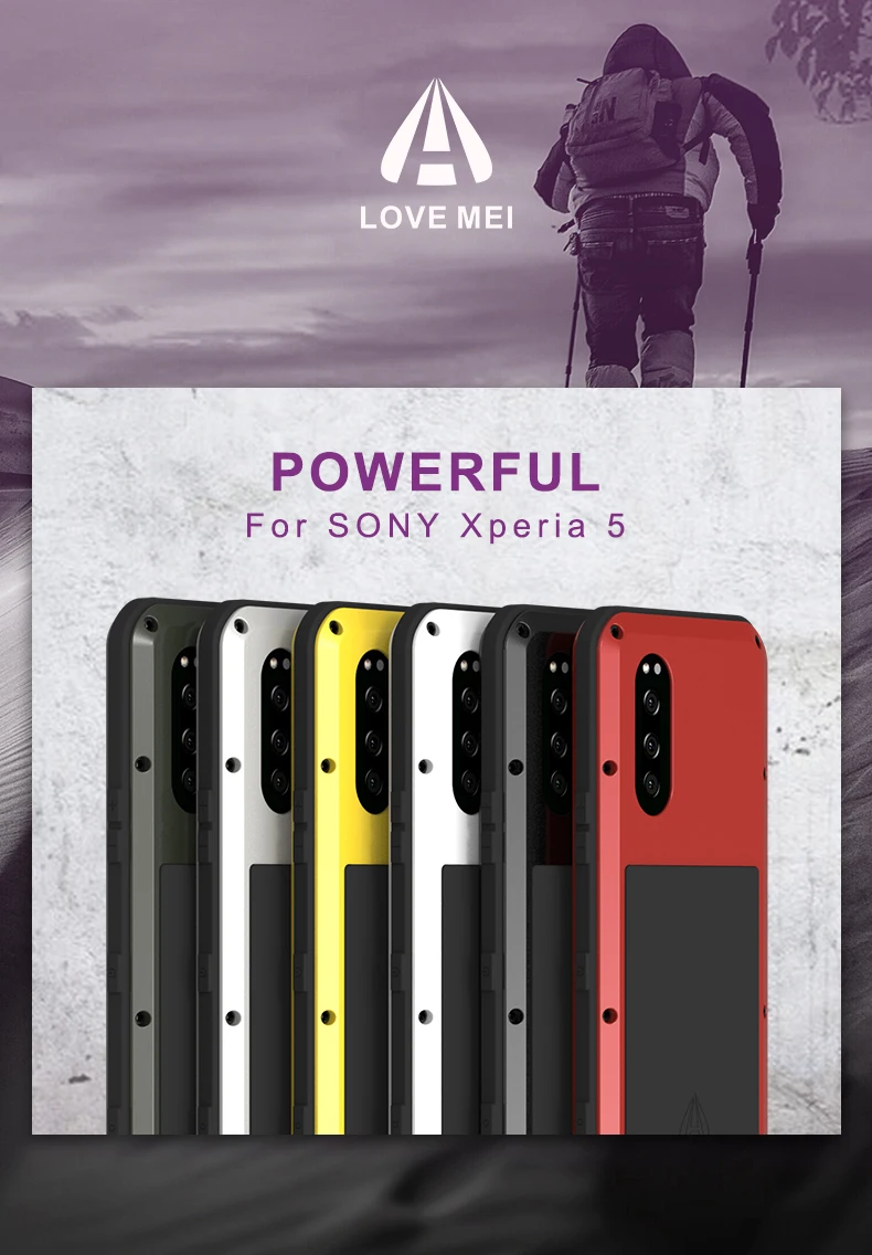 Защитный чехол Love Mei 360 для всего тела для Sony Xperia 5, Противоударная алюминиевая металлическая задняя крышка
Защитный чехол Love Mei 360 для всего тела для Sony Xperia 5, Противоударная алюминиевая металлическая задняя крышка