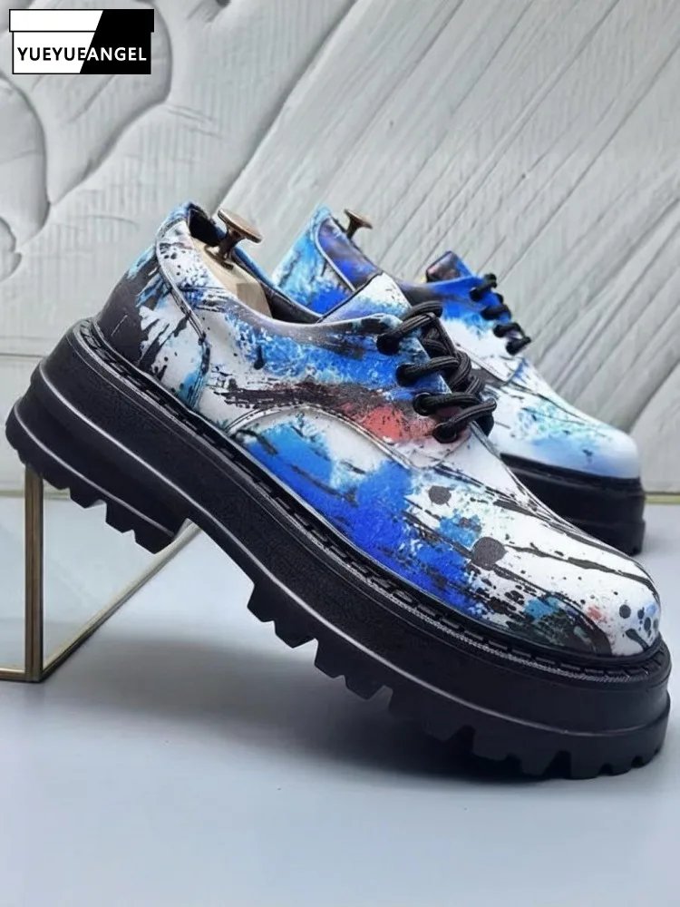 Мужские универсальные модельные туфли из натуральной кожи с круглым носком на платформе, увеличивающие рост, универсальные модельные туфли для отдыха, трендовые туфли дерби на шнуровке в стиле ретро с граффити
Мужские универсальные модельные туфли из натуральной кожи с круглым носком на платформе, увеличивающие рост, универсальные модельные туфли для отдыха, трендовые туфли дерби на шнуровке в стиле ретро с граффити