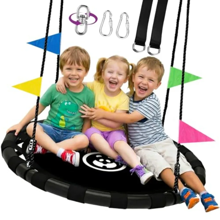 Backyard saucer swing for kids and adults, heavy-duty black steel with 900lbs capacity, includes 2 hanging straps, adjustable r
Backyard saucer swing for kids and adults, heavy-duty black steel with 900lbs capacity, includes 2 hanging straps, adjustable r