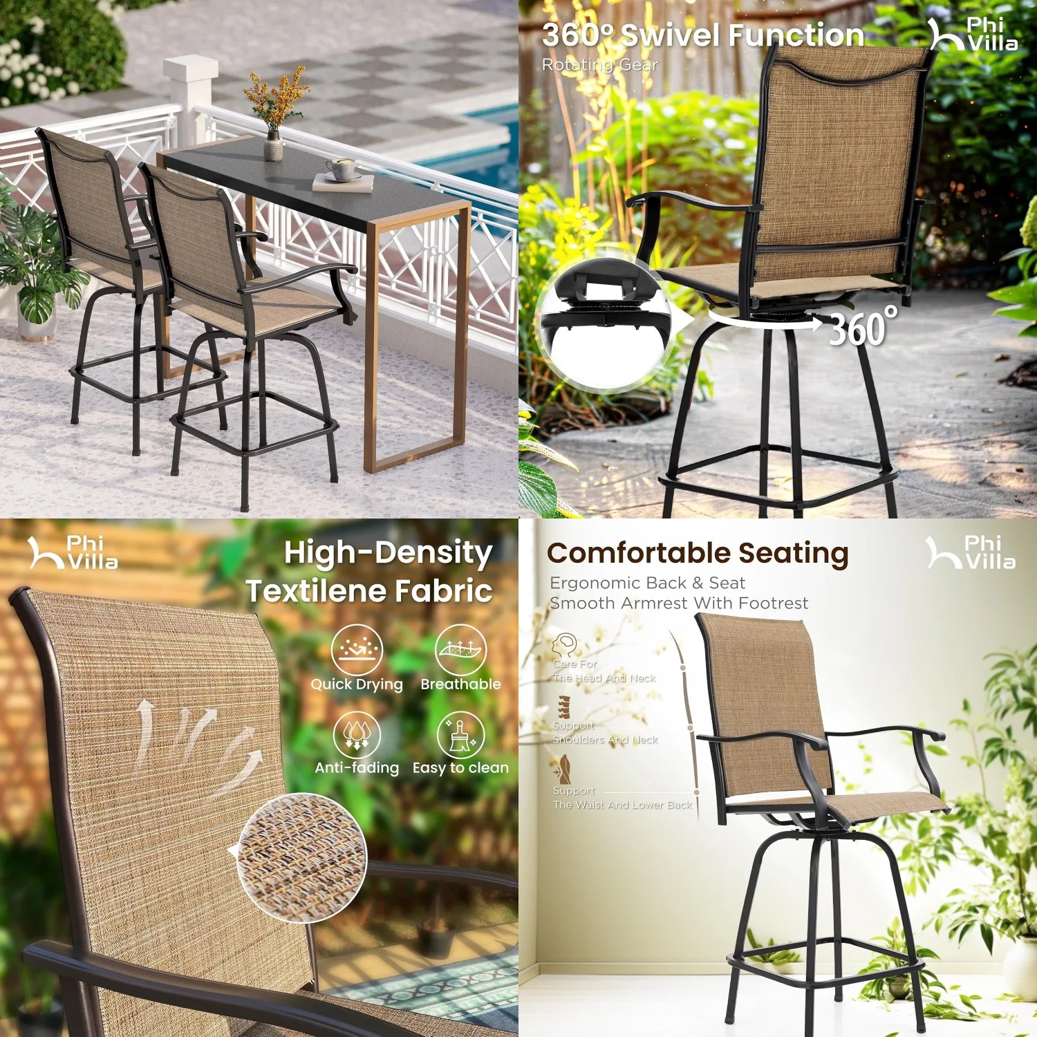 3 Piece High Top Outdoor Bar Set Textilene & Rustproof Metal Frame Backyard Balcony Garden Poolside, Customized
3 Piece High Top Outdoor Bar Set Textilene & Rustproof Metal Frame Backyard Balcony Garden Poolside, Customized