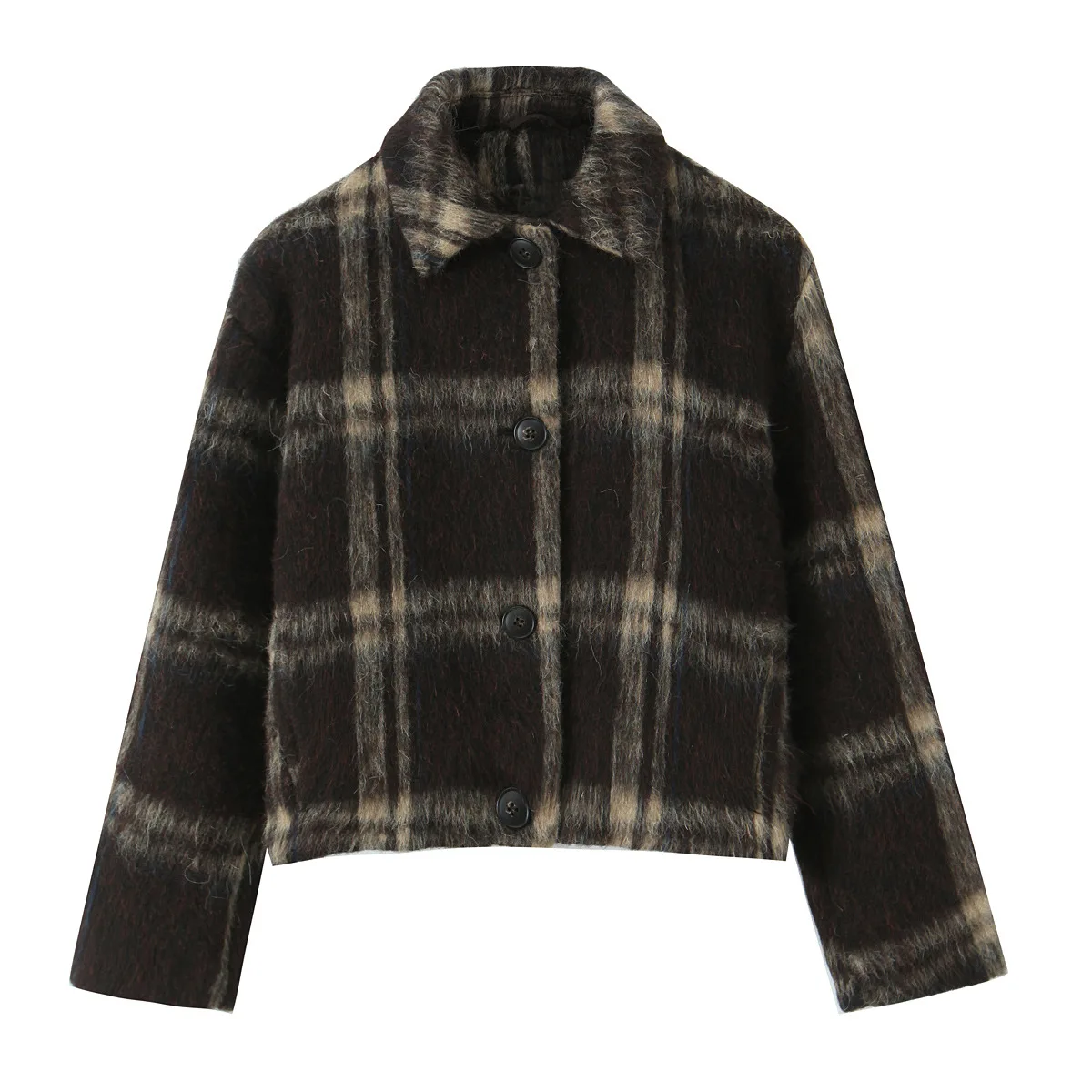 Brown Plaid Plush Coat Jackets For Women Autumn Turndown Collar Single Breasted Outerwear Streetwear Vintage Long Sleeve Jacket
Brown Plaid Plush Coat Jackets For Women Autumn Turndown Collar Single Breasted Outerwear Streetwear Vintage Long Sleeve Jacket