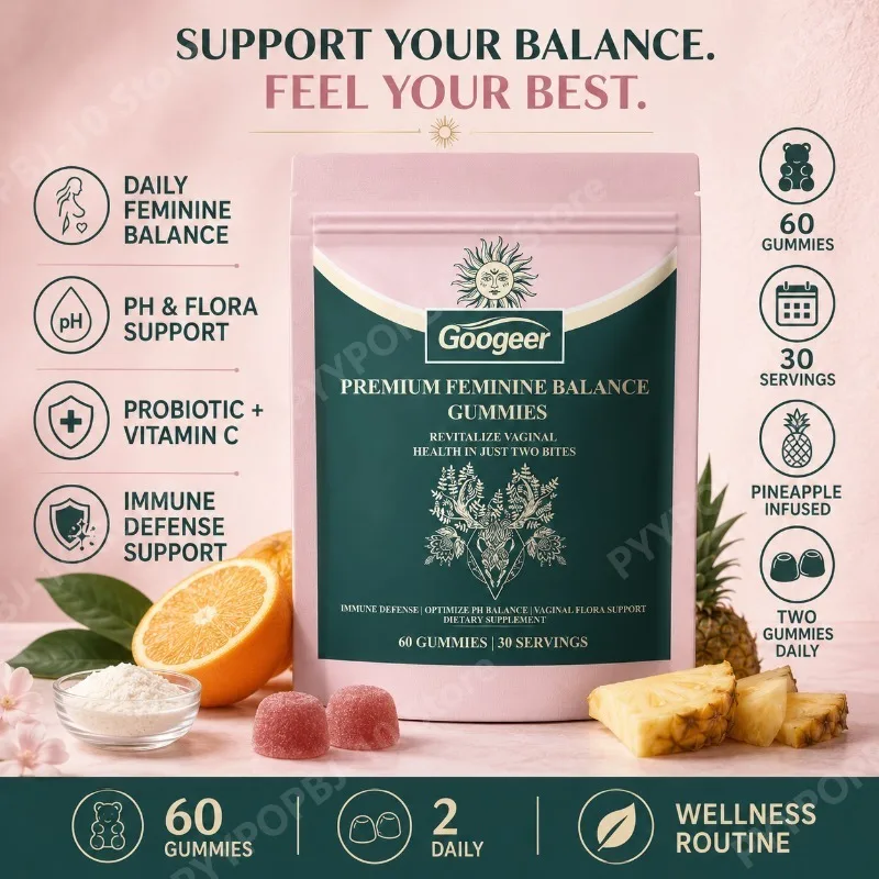 Googeer Feminine PH Balance Gummies with Vitamin C Pineapple Fruit Powder Lactobacillus Acidophilus 1 Billion CFU 60 CT
Googeer Feminine PH Balance Gummies with Vitamin C Pineapple Fruit Powder Lactobacillus Acidophilus 1 Billion CFU 60 CT