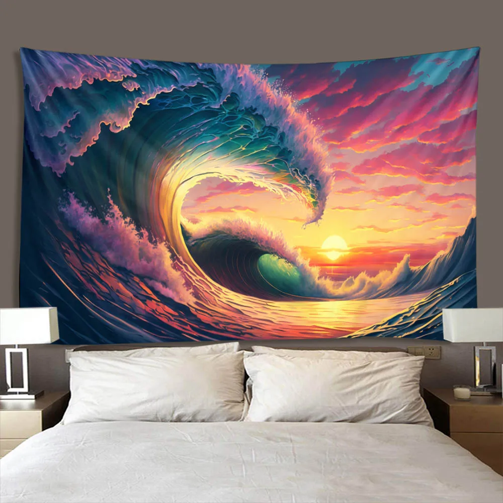 Vintage Wave Sunrise Tapestry, made of polyester fiber material, machine washable, suitable for bedrooms and living rooms
Vintage Wave Sunrise Tapestry, made of polyester fiber material, machine washable, suitable for bedrooms and living rooms