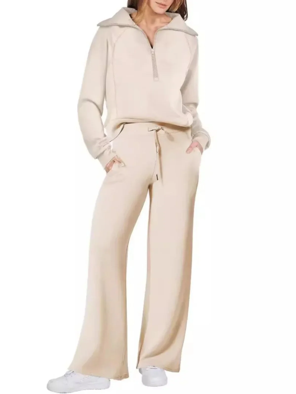 Half Zip Hoodie Wide Leg Pants Tracksuit Set Casual Sportswear Long Sleeve Polyester Fabric Zipper Closure Two Piece Set
Half Zip Hoodie Wide Leg Pants Tracksuit Set Casual Sportswear Long Sleeve Polyester Fabric Zipper Closure Two Piece Set