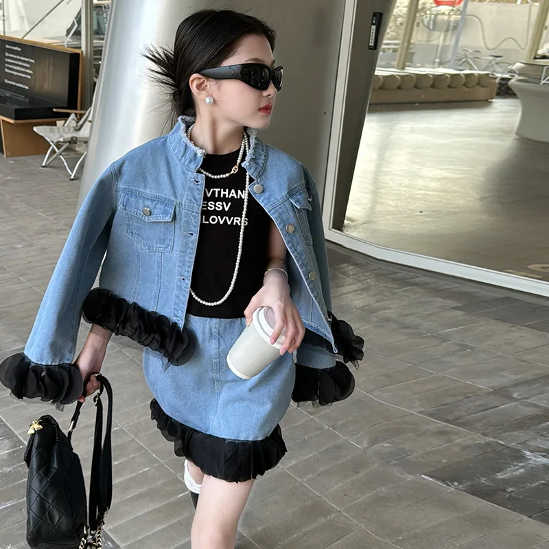 Girls Suit 2024 Autumn New Childrens Clothes Korean Style Girl Baby Foreign Style Lace Denim Two-piece Set Casual Simple Daily
Girls Suit 2024 Autumn New Childrens Clothes Korean Style Girl Baby Foreign Style Lace Denim Two-piece Set Casual Simple Daily