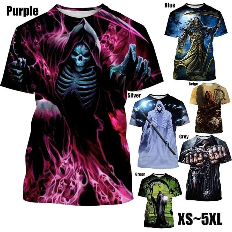 2023 Fun Skull 3D Printed Short Sleeve T-Shirt Gothic Grim Reaper Top Men's Fashion Round Neck Oversized Clothing
2023 Fun Skull 3D Printed Short Sleeve T-Shirt Gothic Grim Reaper Top Men's Fashion Round Neck Oversized Clothing