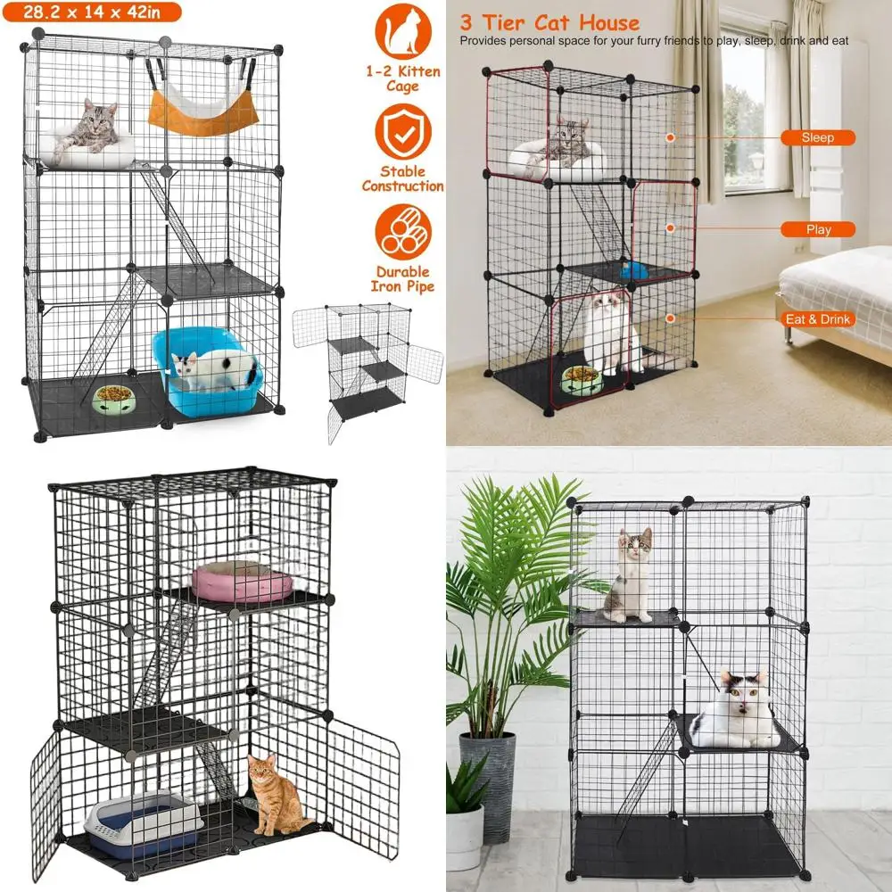 Трехуровневый комнатный вольер для кошек с 3 дверцами, 2 лестницами, подходит для 1-2 кошек, 28.3Д x 14.1Ш x 42.2В, черный
Трехуровневый комнатный вольер для кошек с 3 дверцами, 2 лестницами, подходит для 1-2 кошек, 28.3Д x 14.1Ш x 42.2В, черный