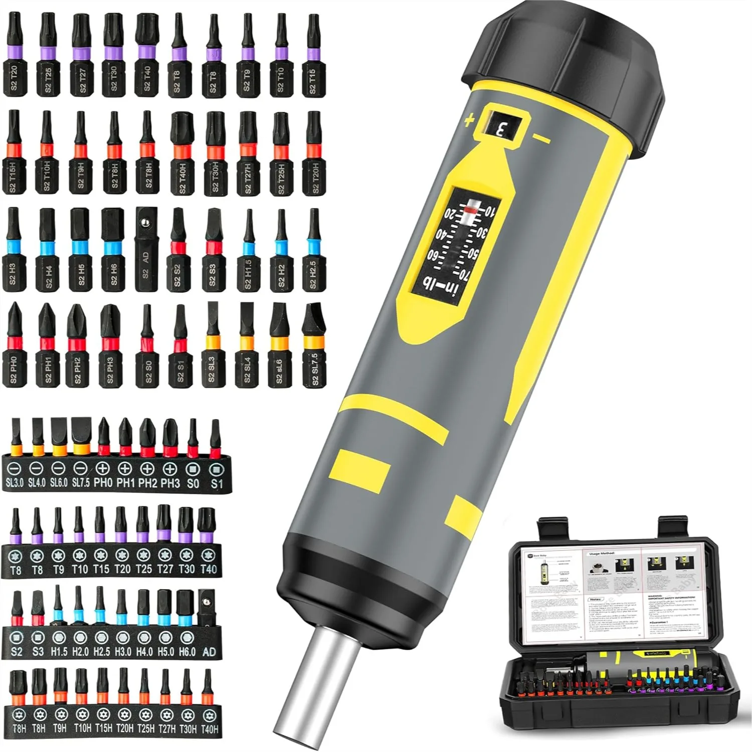 Torque Wrench Screwdriver Set, 10-70 Inch Pounds, 40 S2 Steel Bits for Scope Mounting & Bike Repair
Torque Wrench Screwdriver Set, 10-70 Inch Pounds, 40 S2 Steel Bits for Scope Mounting & Bike Repair