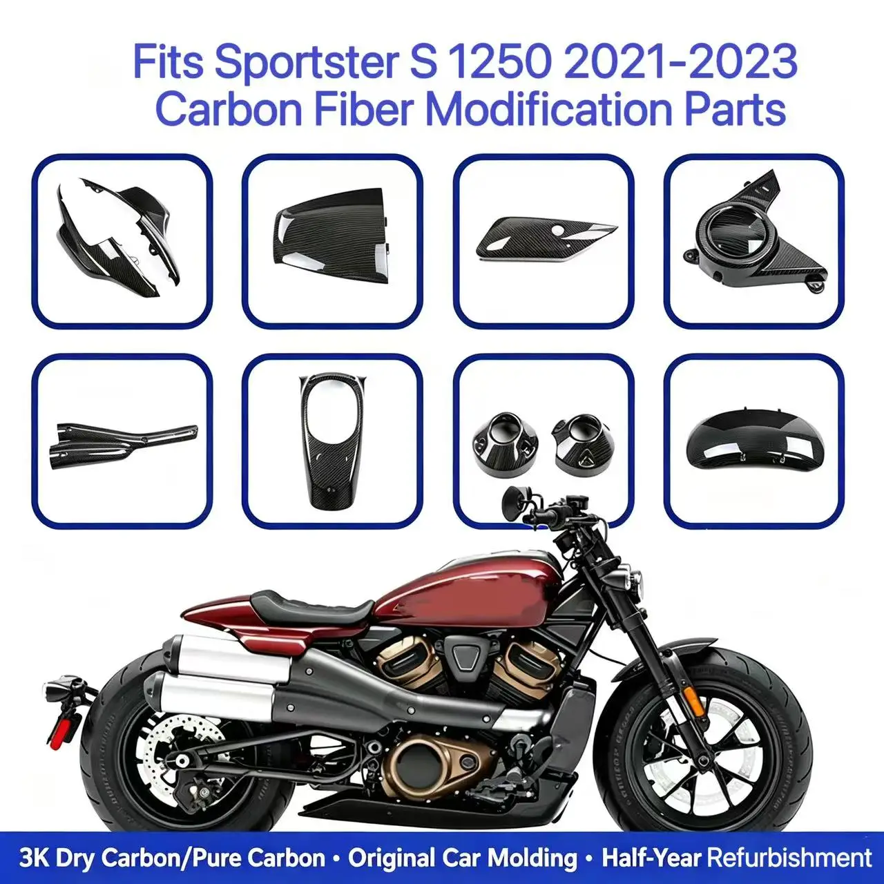 Applicable for Harley riders. Sportster S1250 2021 2022 2023 motorcycle with carbon fiber shell accessories and mudguards
Applicable for Harley riders. Sportster S1250 2021 2022 2023 motorcycle with carbon fiber shell accessories and mudguards
