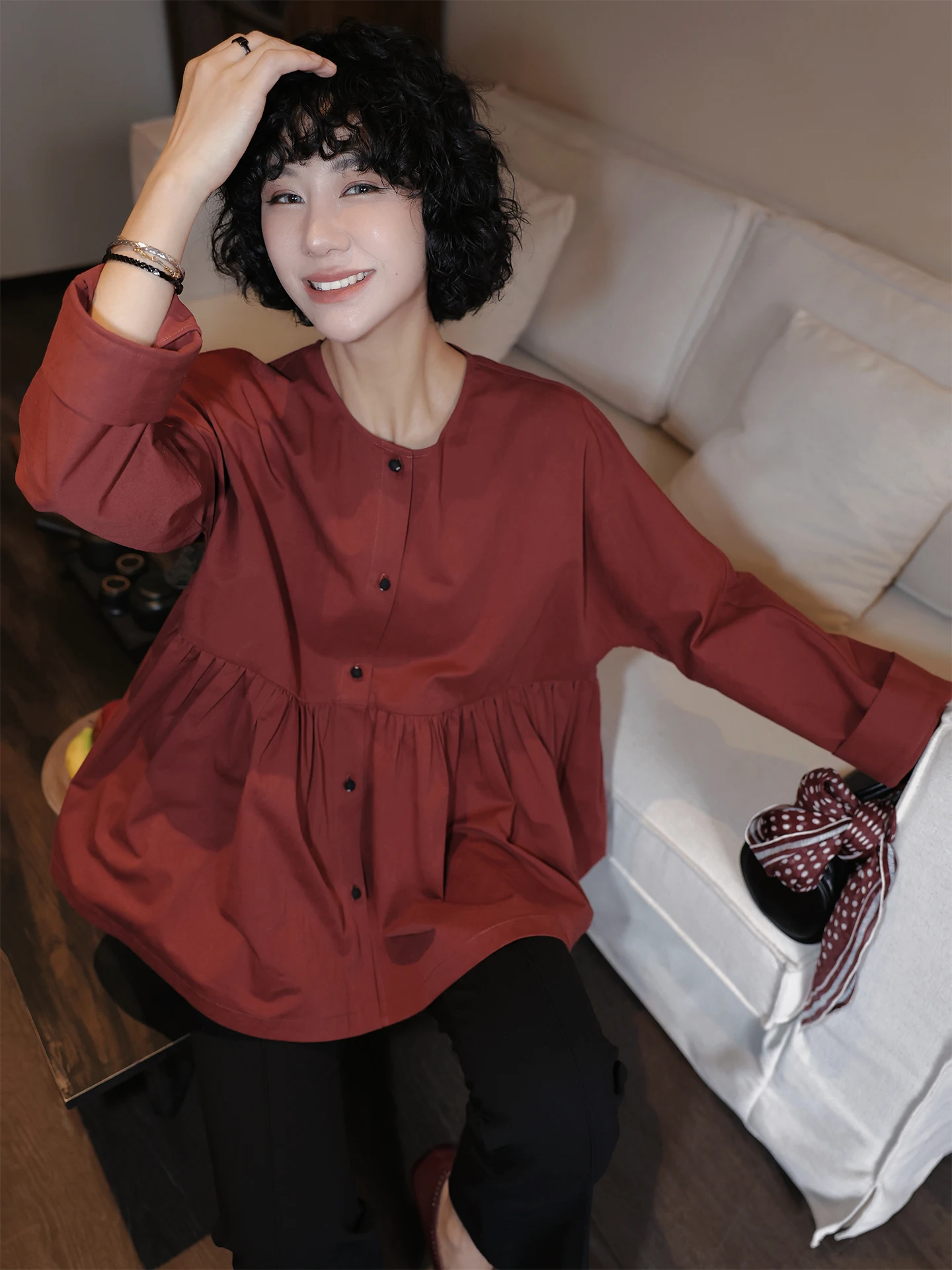 TT Spring New Pure Cotton round Ne oulder Length Jaet Women's ort Outerwear Simple Sle Red Color
TT Spring New Pure Cotton round Ne oulder Length Jaet Women's ort Outerwear Simple Sle Red Color