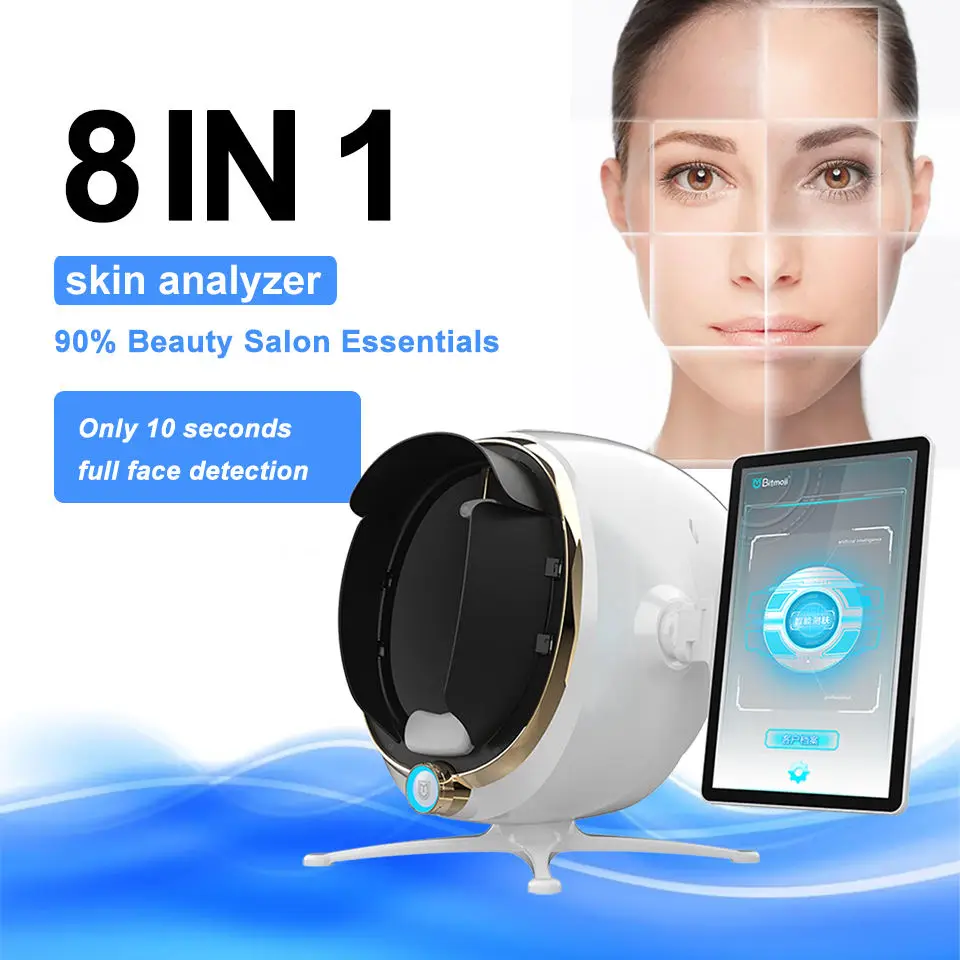 3D Skin Scanner Care Facial Analyzer Monitor Machine Magic Mirror Portable Testing English Detector Face Camera Test Analysis