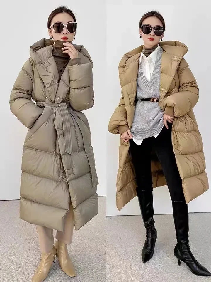 Hooded Long Down Jackets Winter Coat Women 90% White Duck Down Coat With Belt High-end Streetwear Niche Loose Puffer Jacket
Hooded Long Down Jackets Winter Coat Women 90% White Duck Down Coat With Belt High-end Streetwear Niche Loose Puffer Jacket