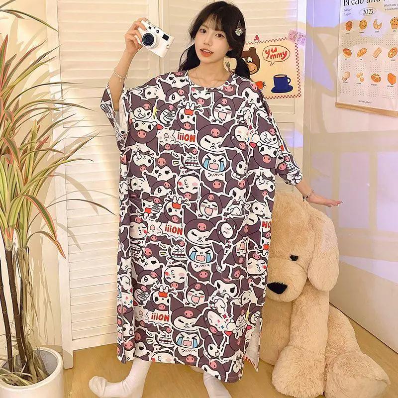 Sanrios Kawaii ночное платье Kuromi, милые пижамы из ледяного шелка, свободная модная повседневная удобная домашняя одежда, дышащий подарок для подруги
Sanrios Kawaii ночное платье Kuromi, милые пижамы из ледяного шелка, свободная модная повседневная удобная домашняя одежда, дышащий подарок для подруги